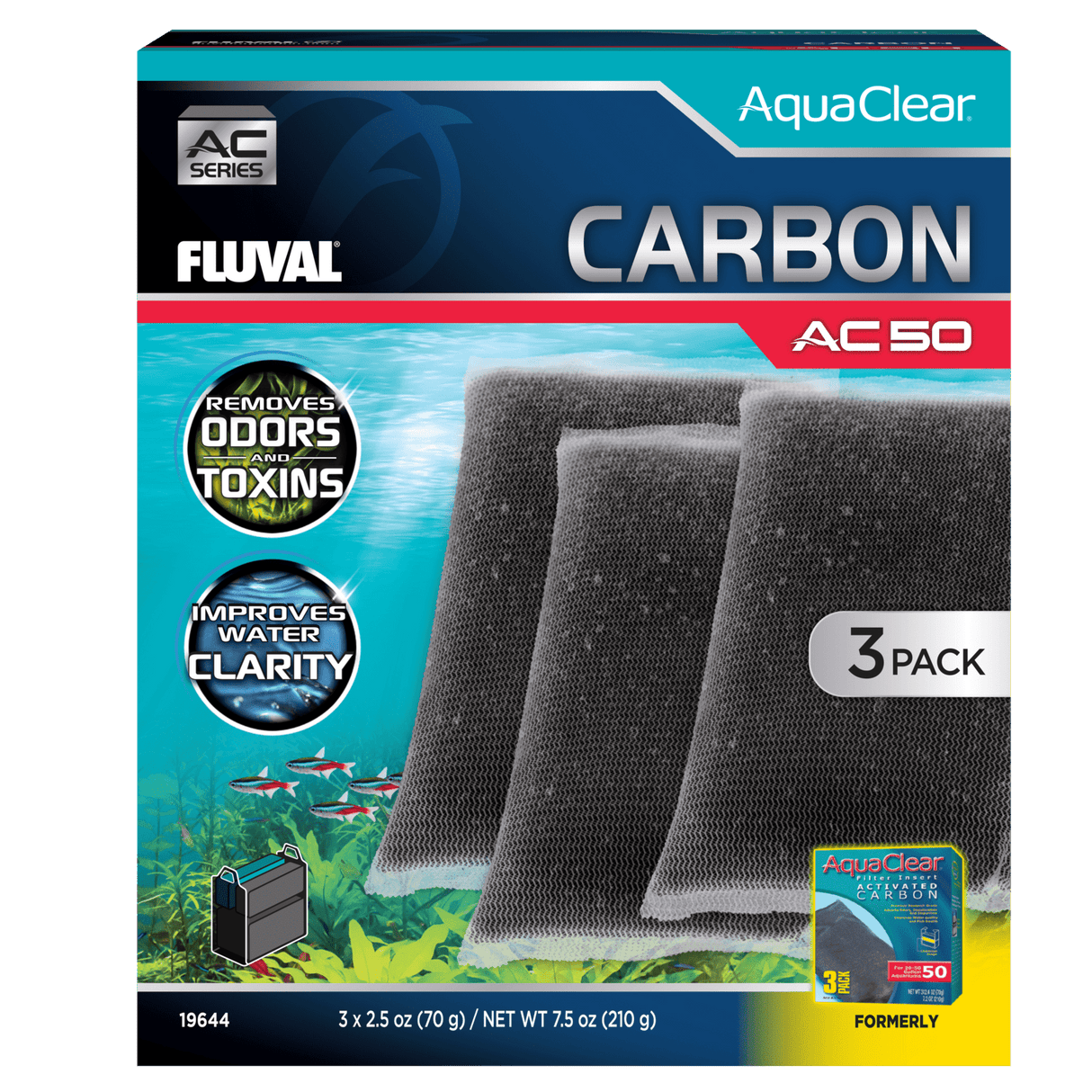 Pack ahorro carbón para filtro AquaClear Fluval AC - Pack de 3
