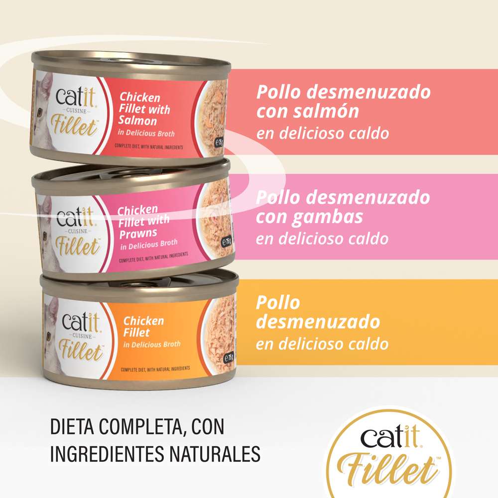 Pollo desmenuzado para gatos Catit Cuisine Fillet