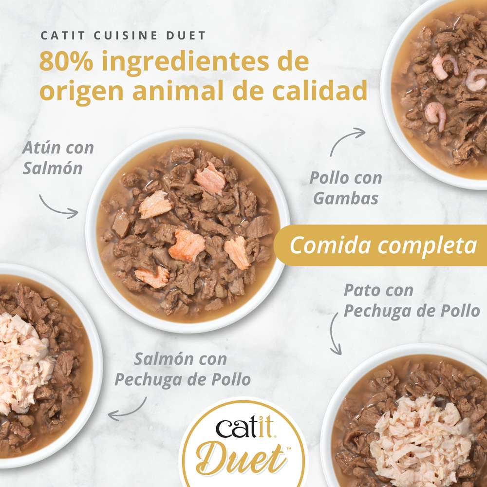 Dúo de carne con toppings para gatos Catit Cuisine Duet