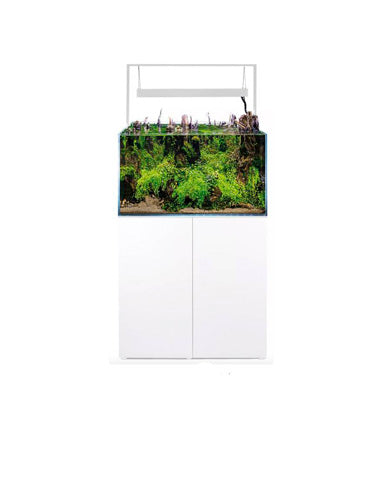Acuario Aquael ULTRASCAPE Snow con mesa blanca