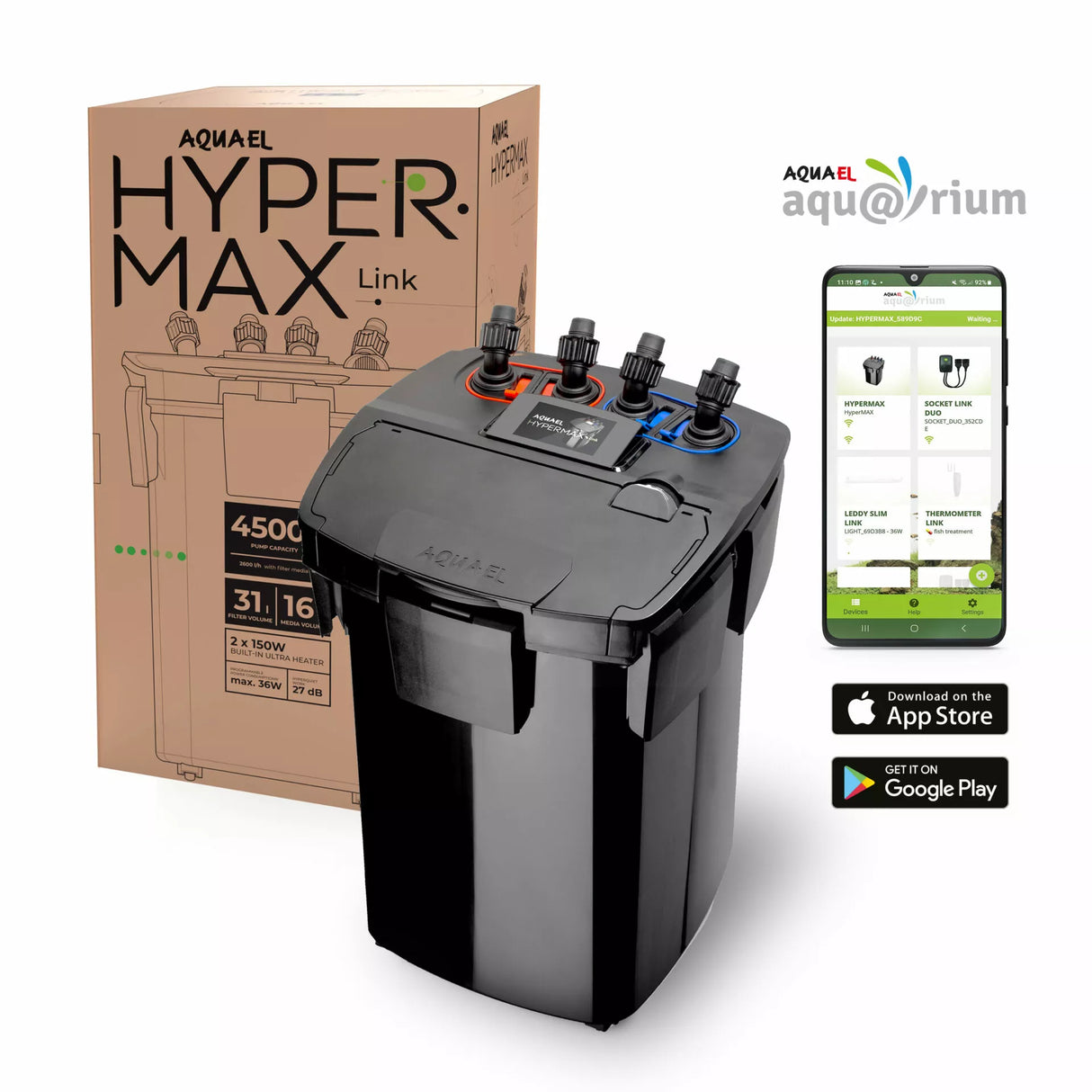 Filtro externo Aquael HYPERMAX LINK con caja