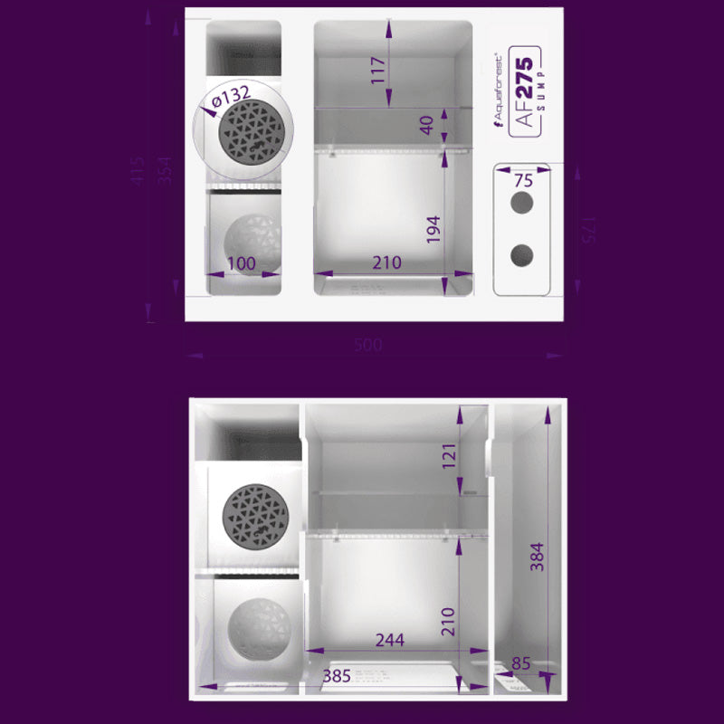 Medidas del sumidero Sump AF275