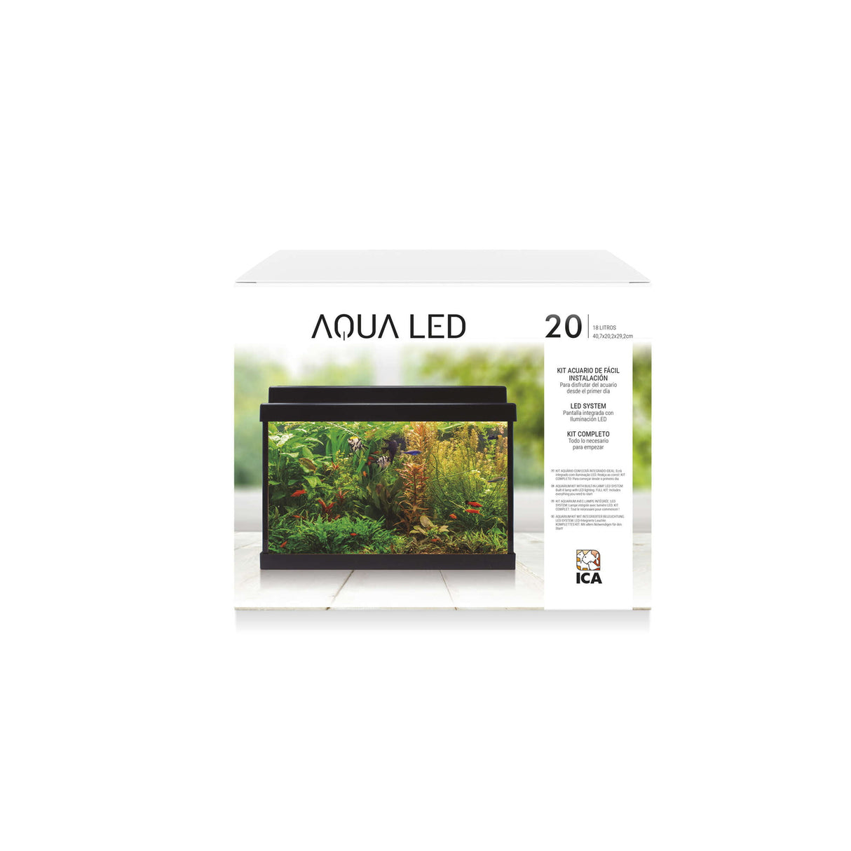 caja acuario aqua led 20 llitros negro
