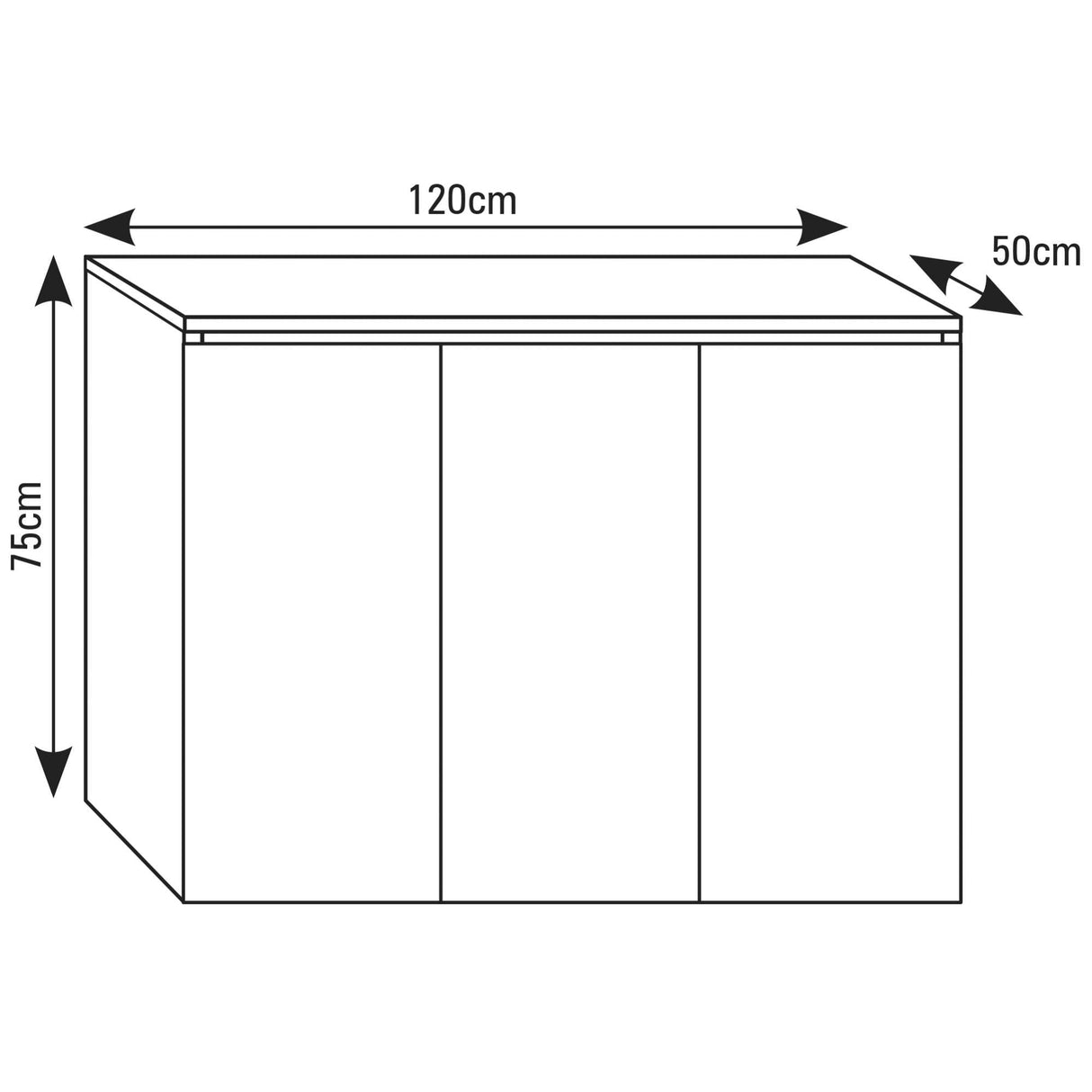 Medidas Mesa de color blanco para acuario de 120 cm