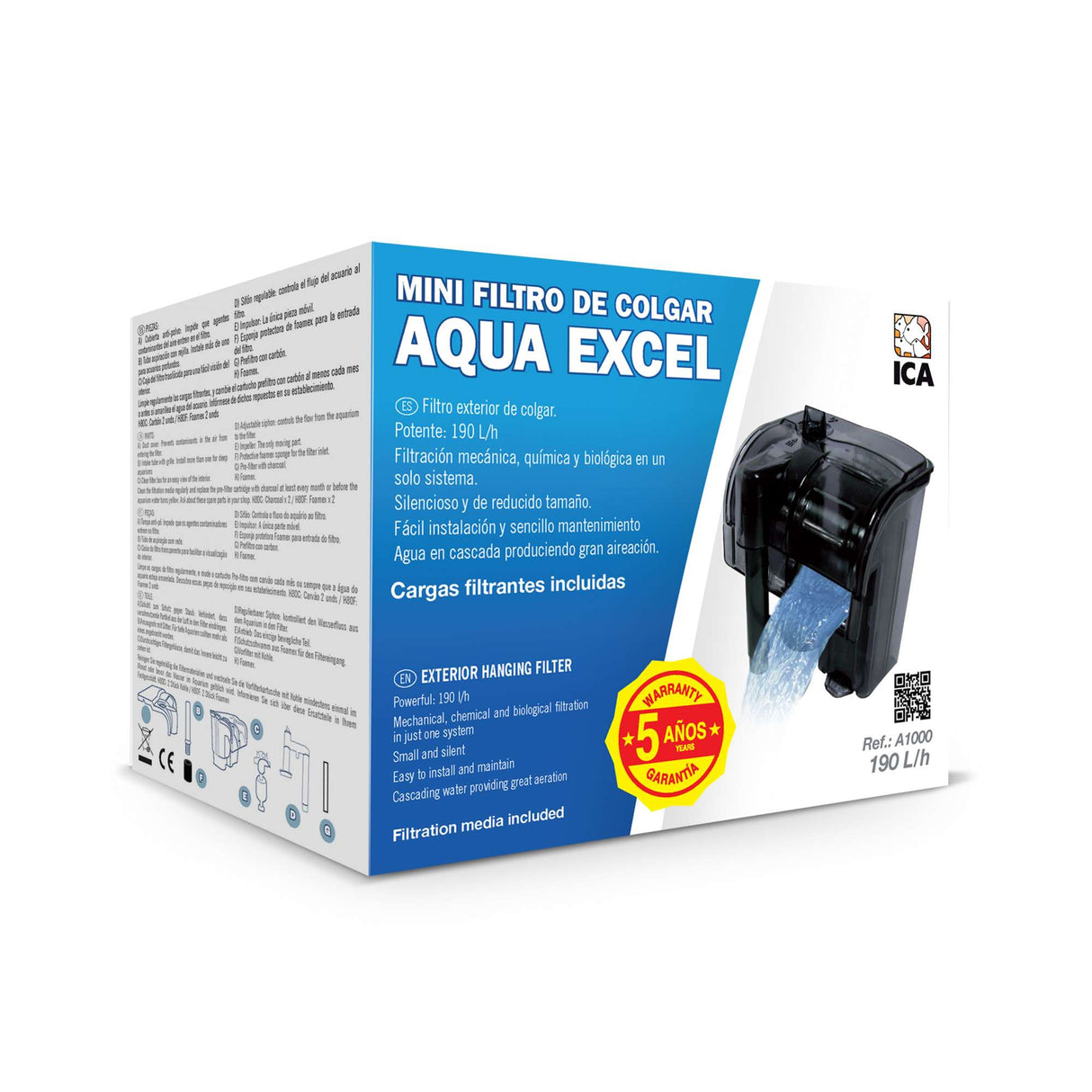 Caja del mini filtro de cascada aqua excel