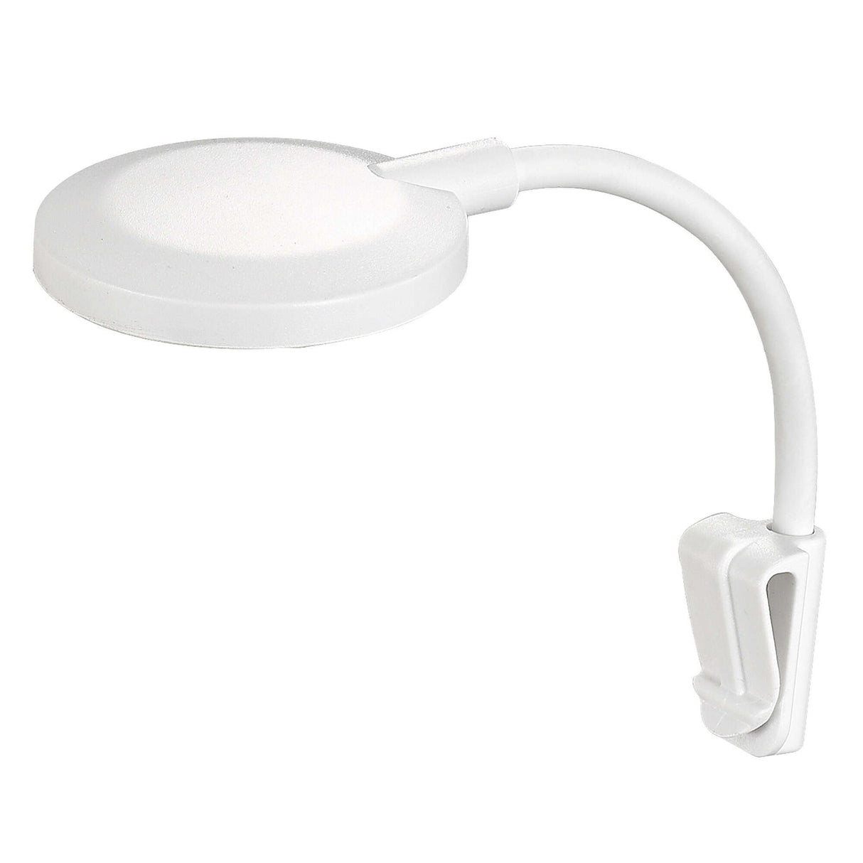 Vista superior frontal y lateral de la Lámpara Aqualed Génesis Round de color blanco.