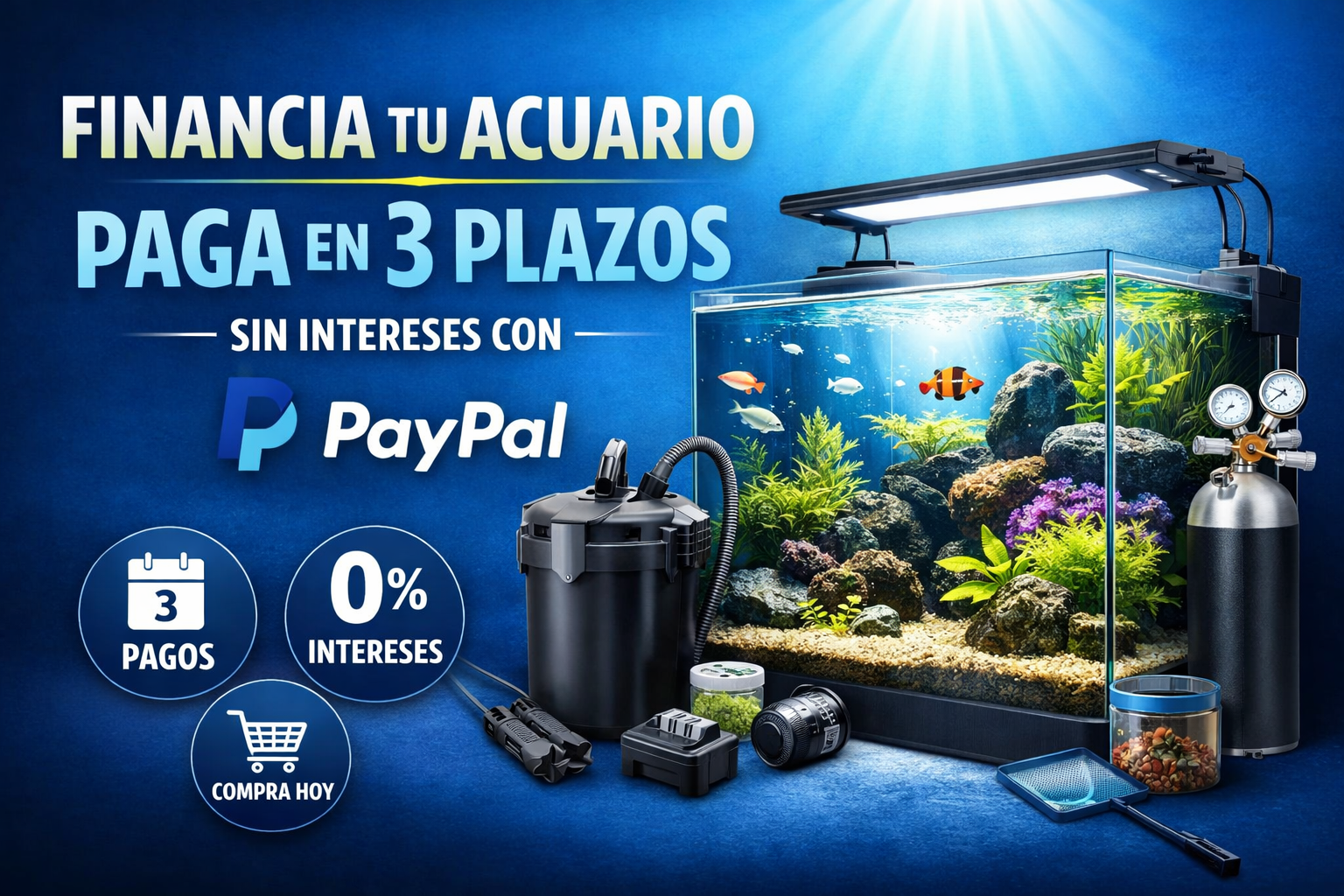 Cómo financiar tu acuario: pagar con PayPal en 3 plazos sin intereses