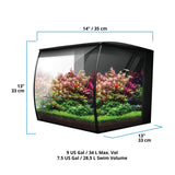 Detalle de las medidas del acuario fluval flex 2.0 de 34 litros