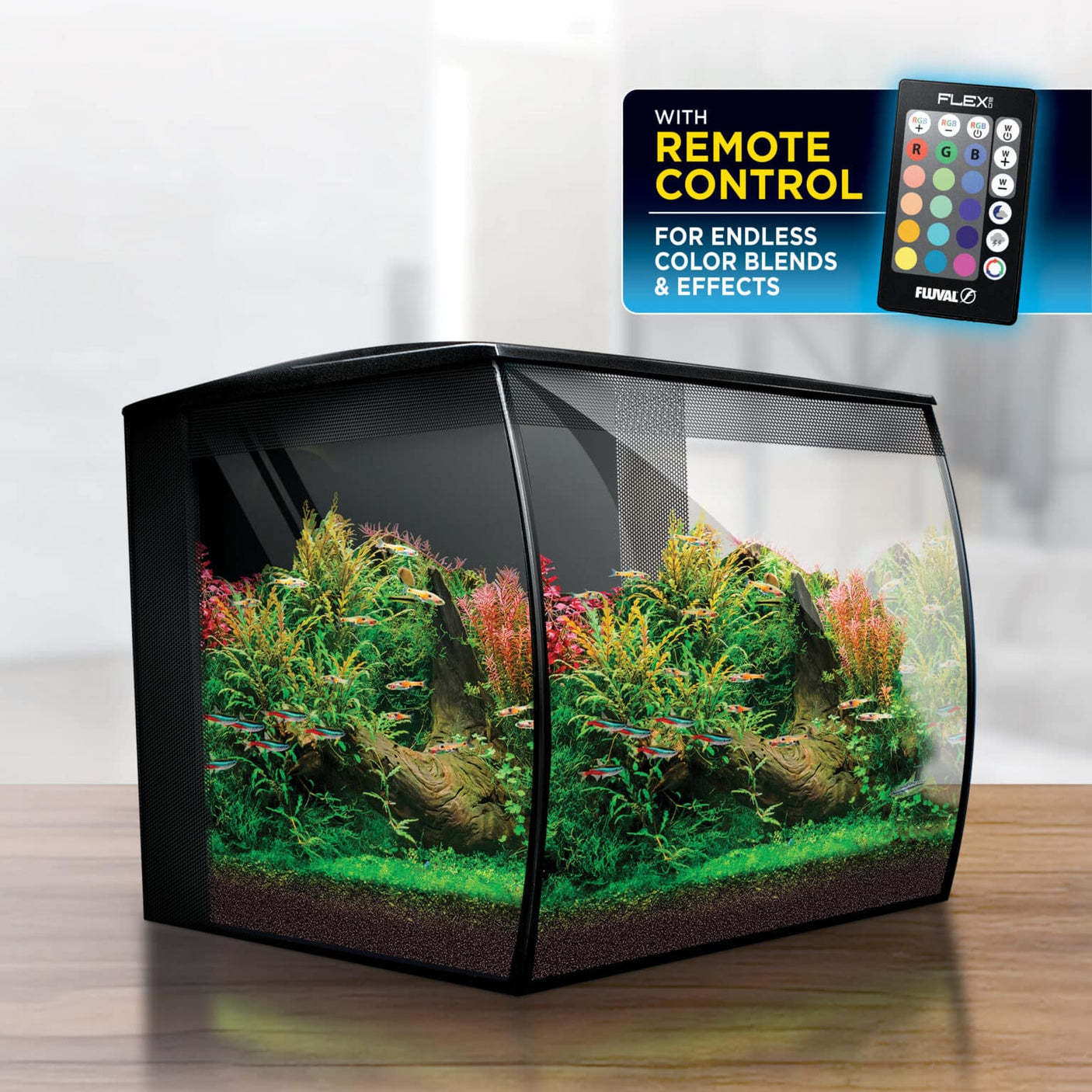 Detalle del control remoto del LED del acuario fluval flex 2.0 de 57 litros