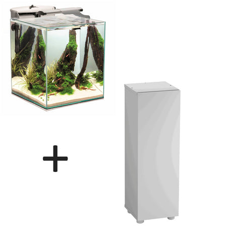 Aquael FISH & SHRIMP SET DUO Day & Night de color blanco con mesa blanca