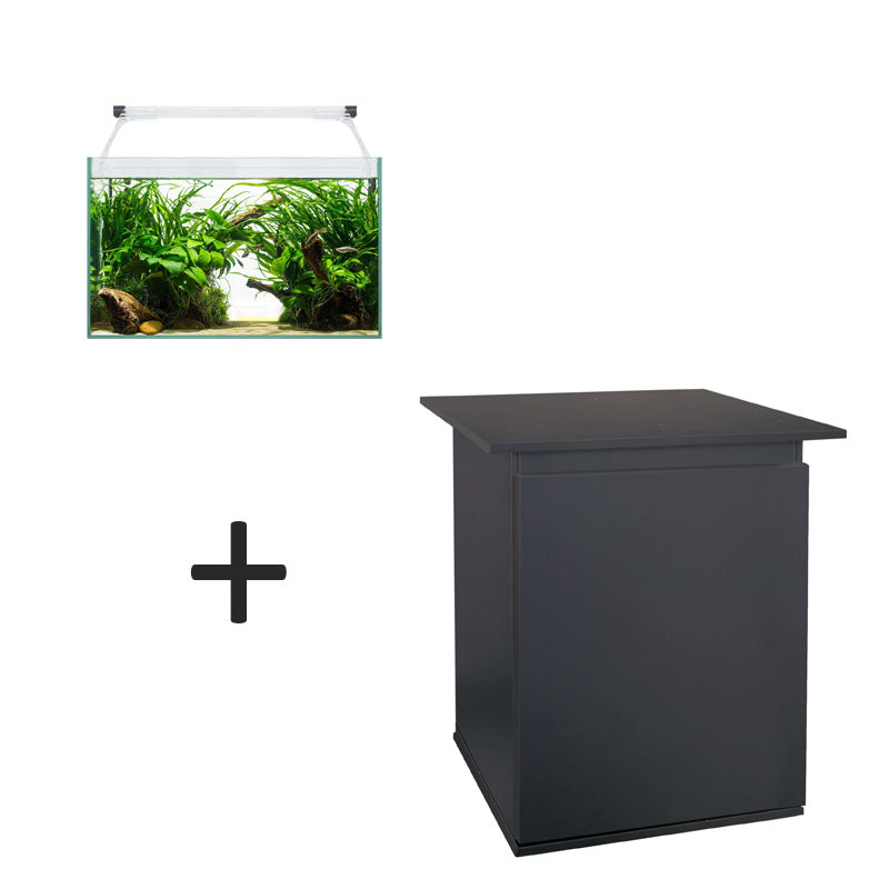 kit de acuario aqua light glass 40 litros y mueble negro