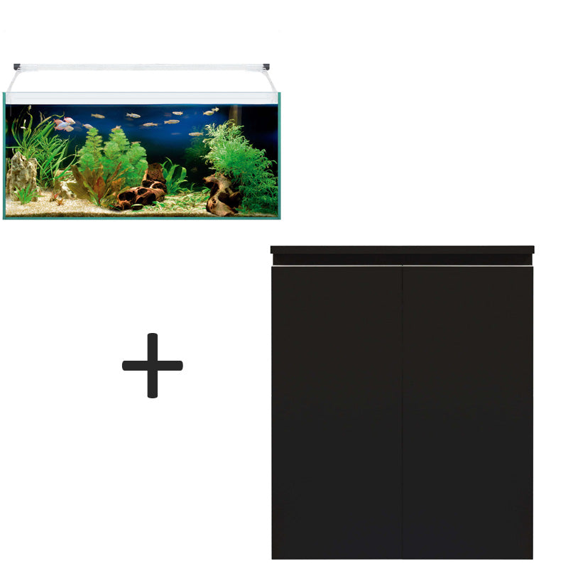 kit de acuario aqua light glass 80 litros y mueble negro