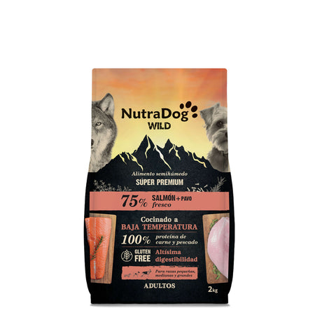 Alimento semihúmedo para perros adultos salmón y pavo 75% NutraDog WILD - NDW0202