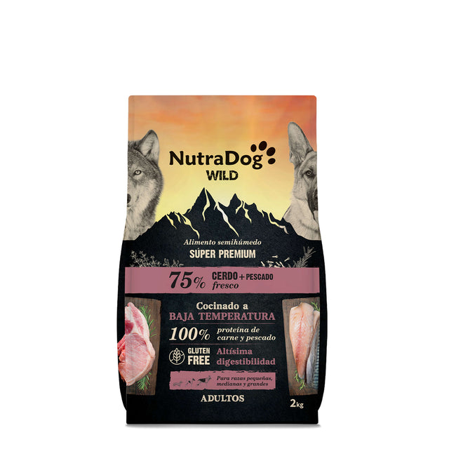 Alimento semihúmedo para perros adultos cerdo y pescado 75% NutraDog WILD - NDW0204