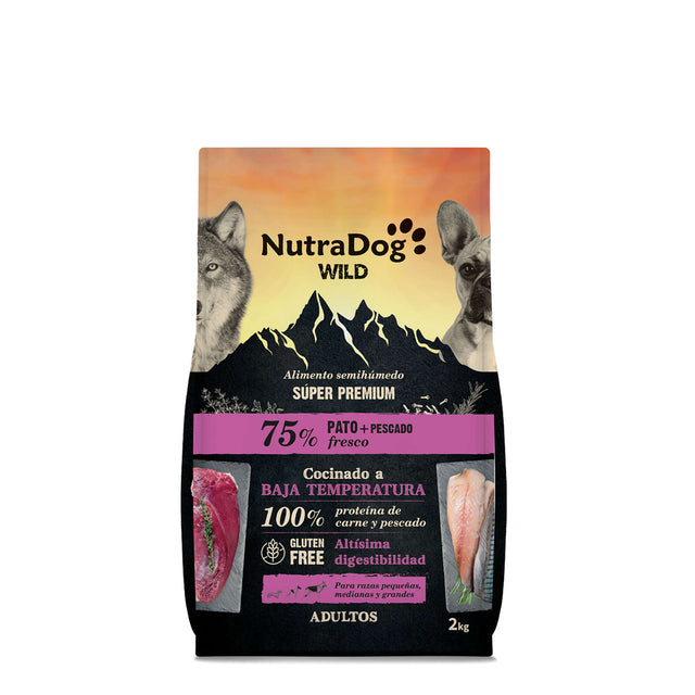 Alimento semihúmedo para perros adultos pato y pescado 75% NutraDog WILD - NDW0205