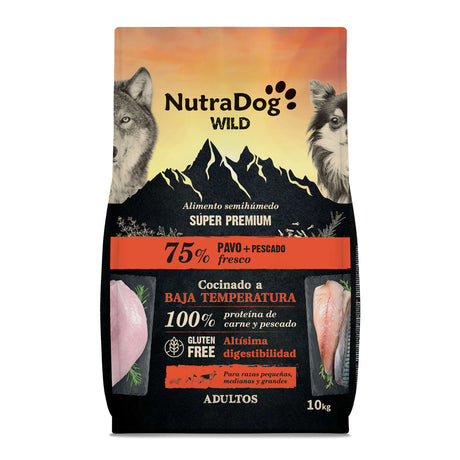 Alimento semihúmedo para perros adultos pavo y pescado 75% NutraDog WILD - NDW1006