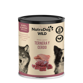 Lata de ternera y cerdo para perros NutraDog WILD - NTDH4