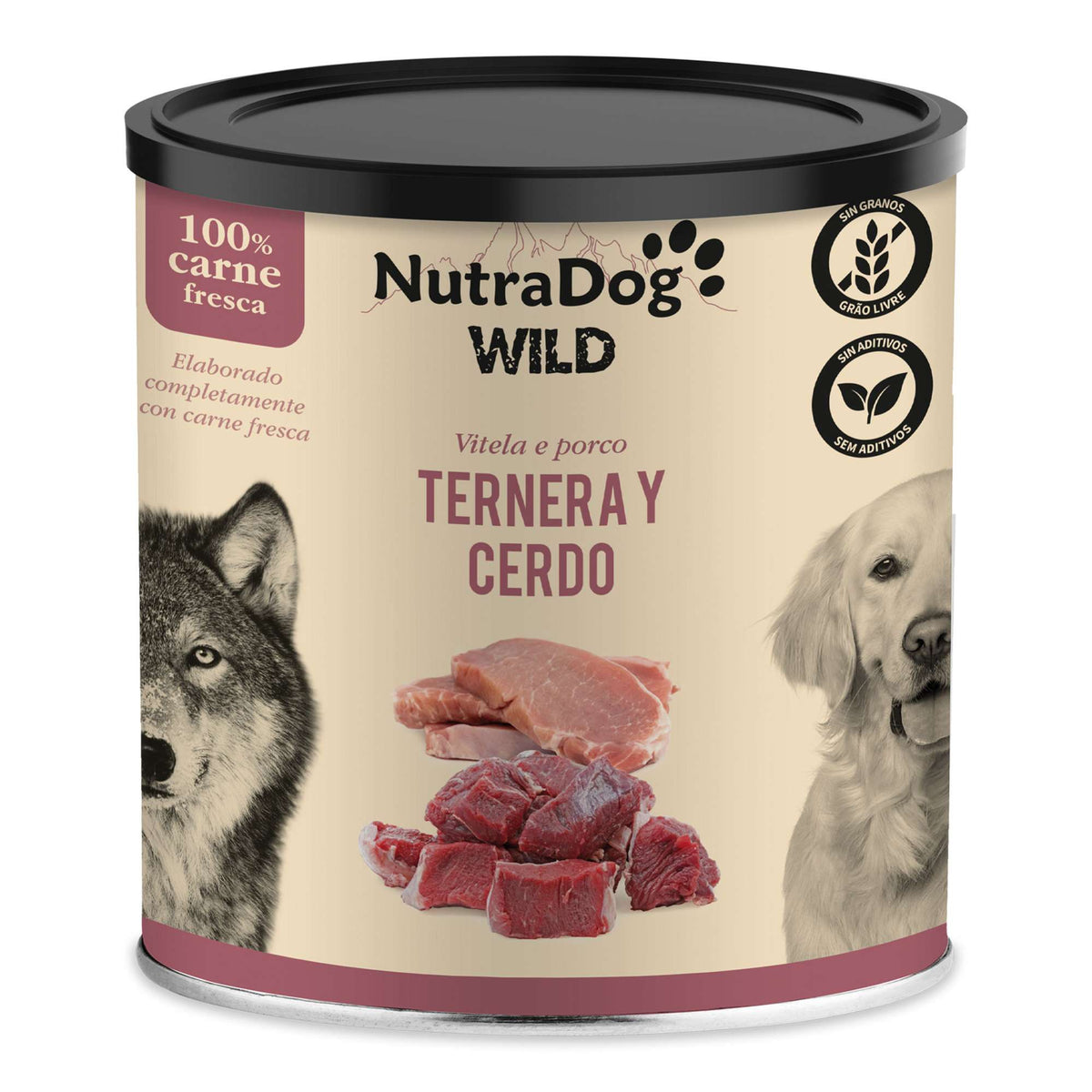 Lata de ternera y cerdo para perros NutraDog WILD - NTDH7