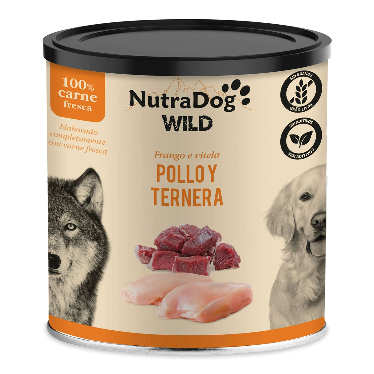 Lata de pollo y ternera para perros NutraDog WILD - NTDH8