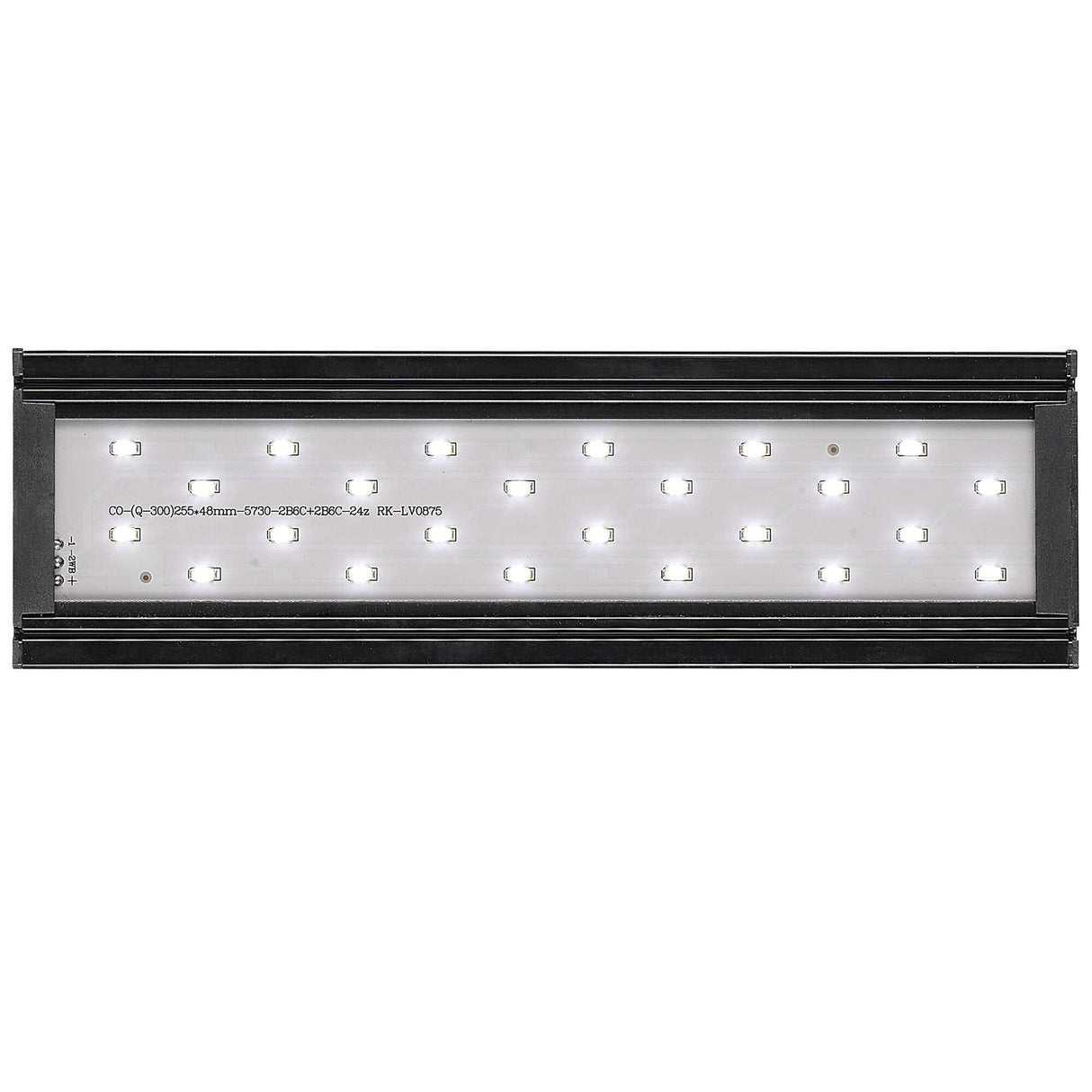 Vista de los leds de la Pantalla Aqualed Génesis luz blanca en color negro.