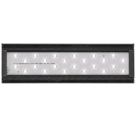 Vista de los leds de la Pantalla Aqualed Génesis luz blanca en color negro.