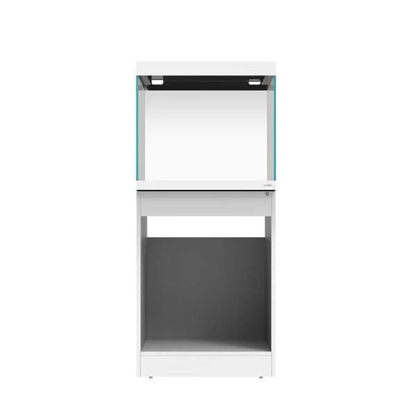 Vista con el mueble abierto del Acuario con mesa Waterbox Eden 30