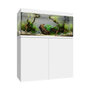 Vista frontal y lateral del acuario con mesa Waterbox Eden X 80 en color blanco