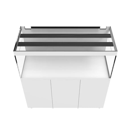 Vista superior y frontal del acuario con mesa Waterbox Eden X 145 y 175