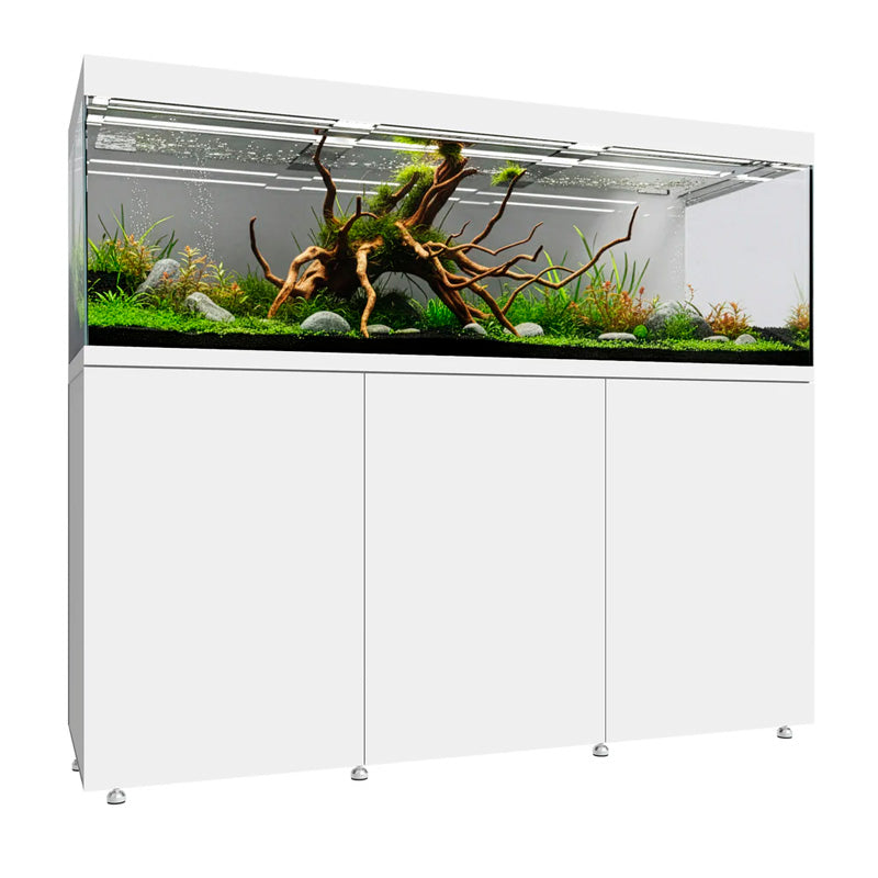 Vista frontal y lateral con mesa Waterbox Eden X 175.6 en color blanco 