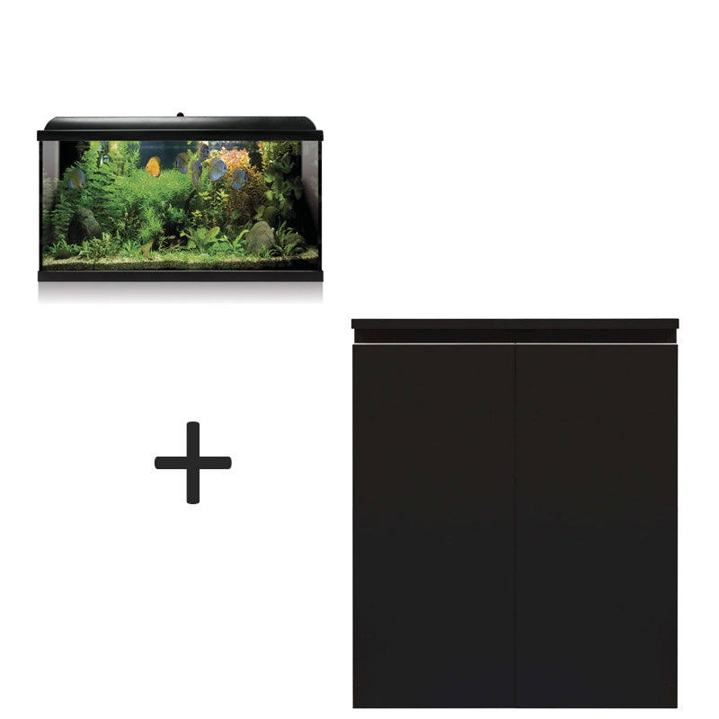 acuario kit aqua led pro 100 de color negro y mueble negro
