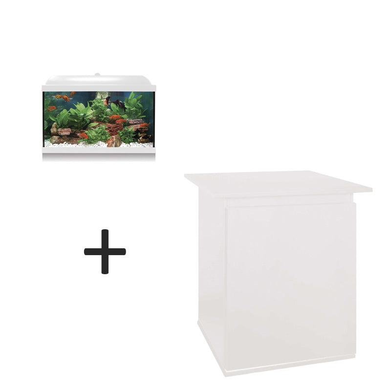 acuario aqua led 45 pro blanco y mueble blanco
