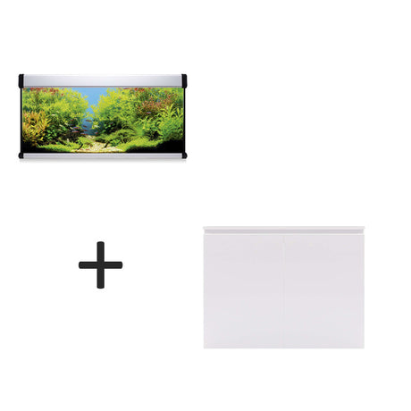 acuario kit aqua lux pro de 168 litros blanco y mueble blanco