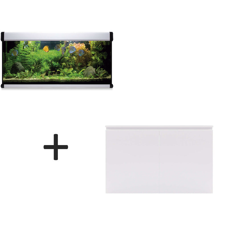 acuario kit aqua lux pro de 240 litros blanco y mueble blanco