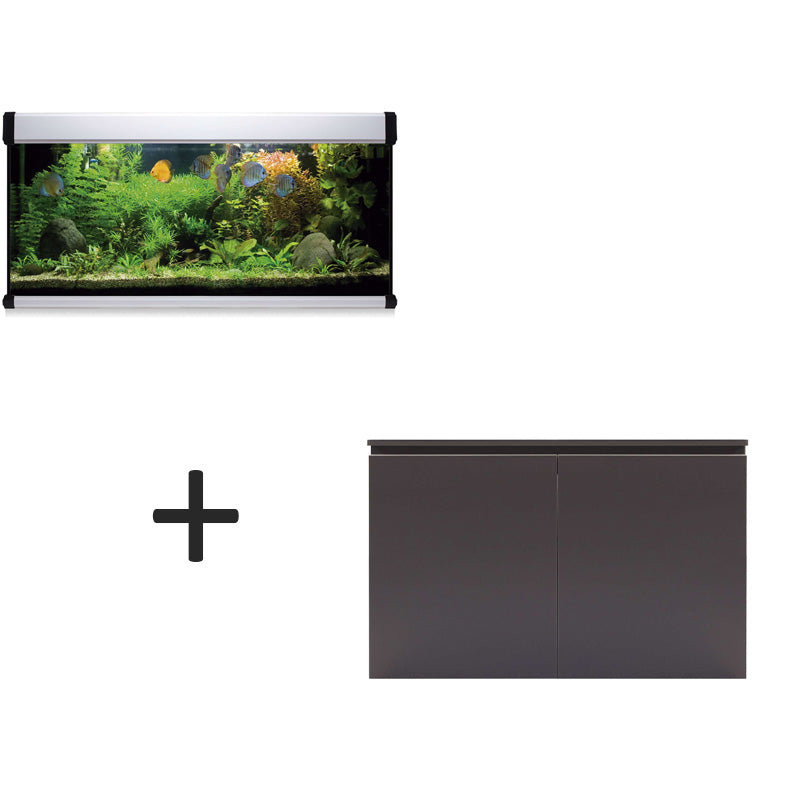 acuario kit aqua lux pro de 240 litros blanco y mueble negro