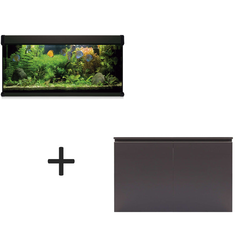 acuario kit aqua lux pro de 240 litros negro y mueble negro