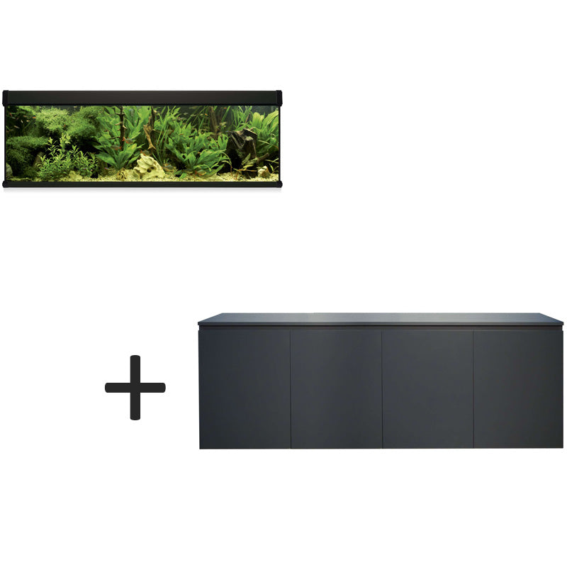 acuario kit aqua lux pro de 600 litros negro y mueble negro