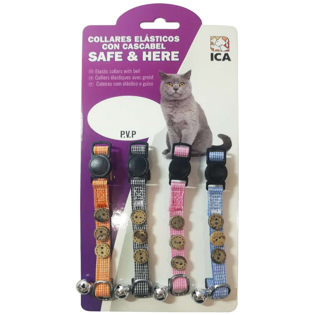 Collar de algodón con botones SAFE&HERE para gatos - CLK300