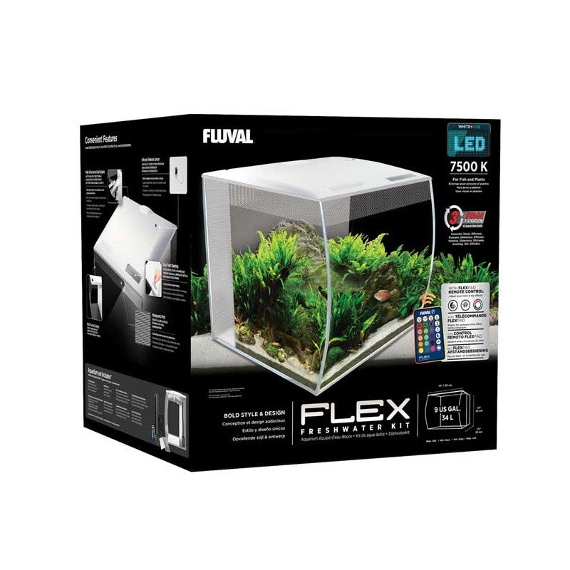 CAja kit de acuario fluval flex de 34 litros negro