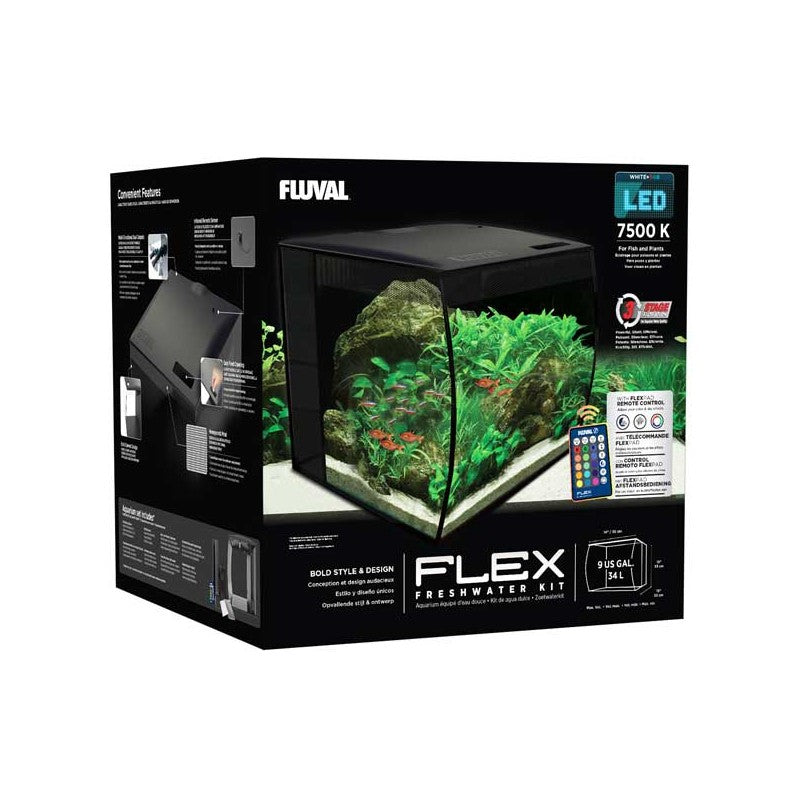 Caja kit de acuario fluval flex de 34 litros negro
