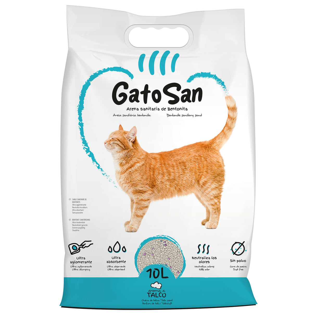 Arena sanitaria de bentonita GatoSan (talco) (10 l) - GTS3
