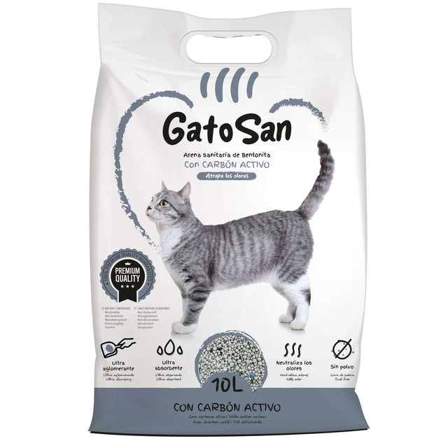 Arena sanitaria de bentonita con carbón activado GatoSan (10 l) - GTS5
