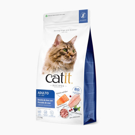 Pienso para gatos con estómago sensible Catit Recipes - Receta de Aves con Pescado de Mar para ADULTO