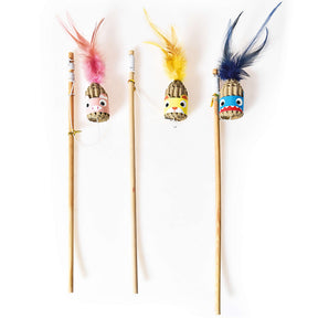 Cañas con animalitos de cartón y plumas Premier CAT (12 uds.) - JPC1007