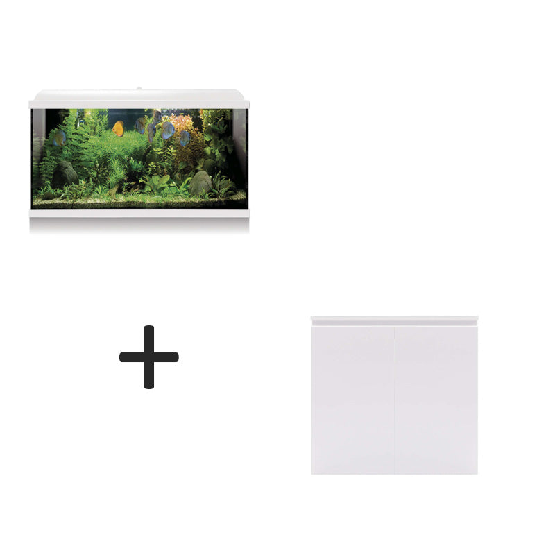 acuario kit aqua led pro 100 de color blanco y mueble blanco