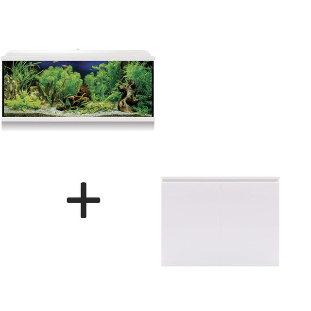 Acuario kit aqua led pro 130 blanco y mueble blanco