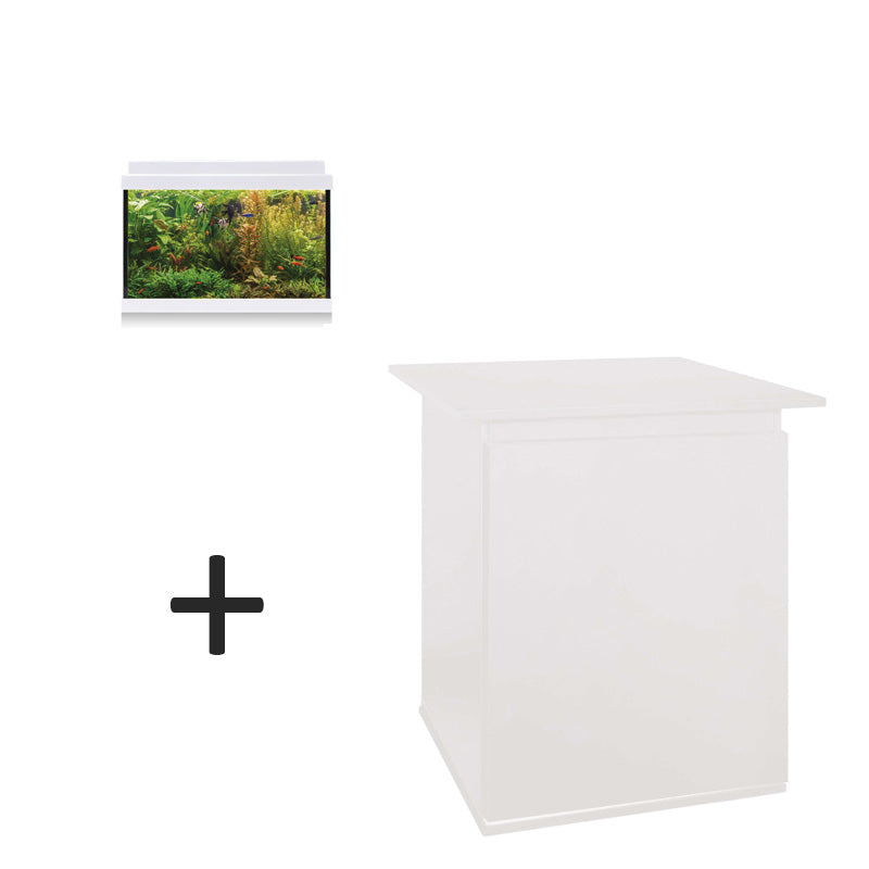 acuario aqua led 20 llitros blanco y mueble blanco