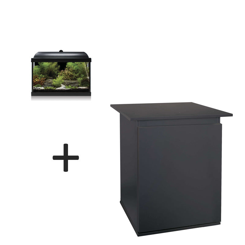 acuario aqua led 25 pro de color negro y mueble negra