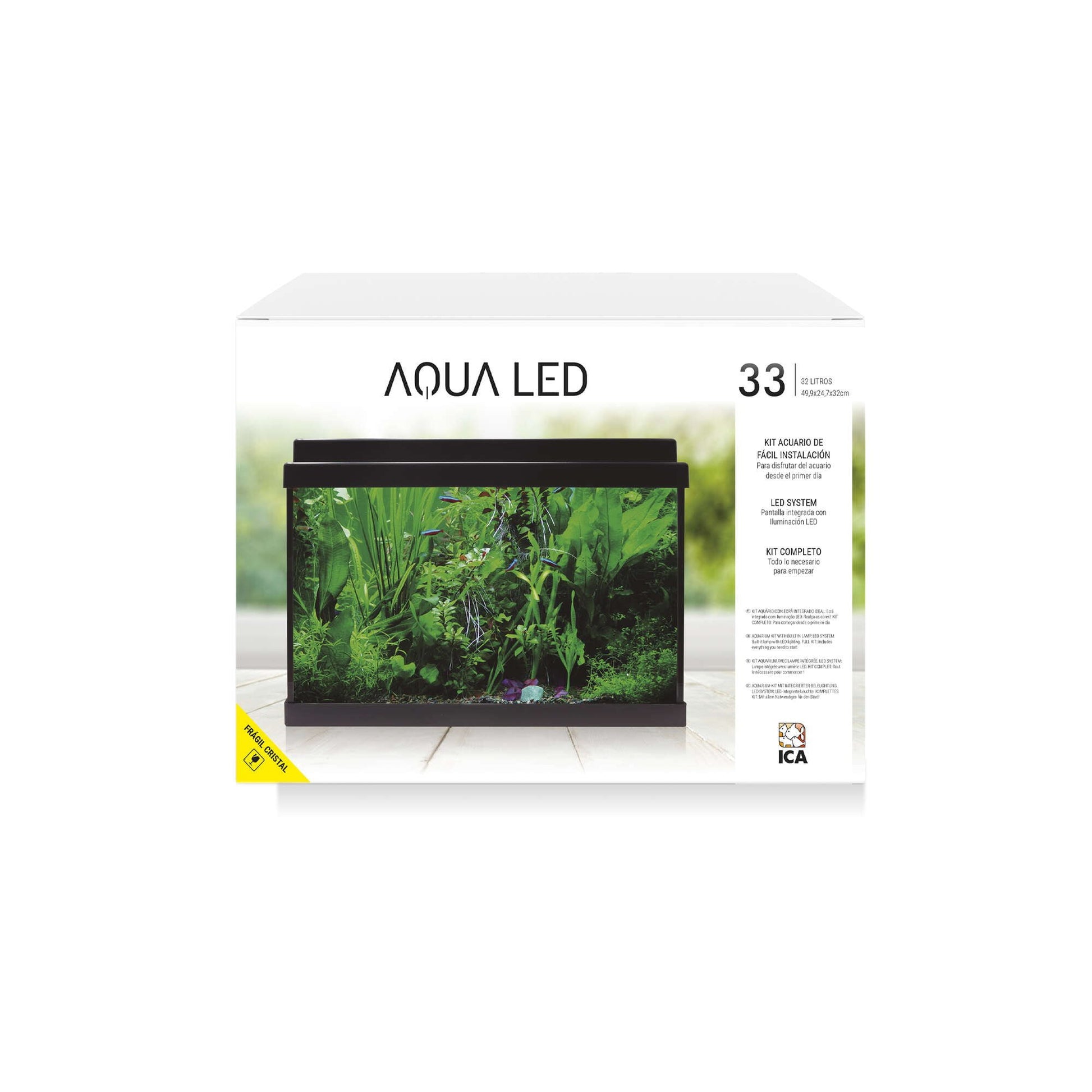 caja acuario aqua led 33 llitros de color negro