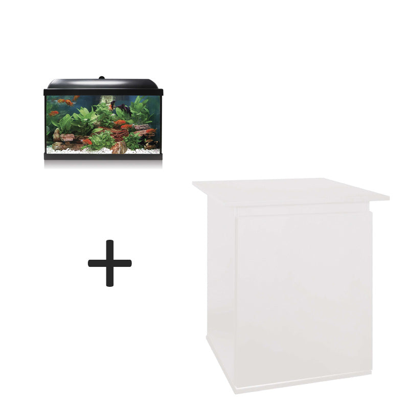 acuario aqua led 45 pro negro y mueble blanco