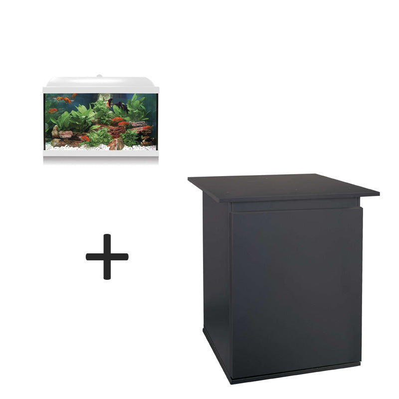 acuario aqua led 45 pro blanco y mueble negro